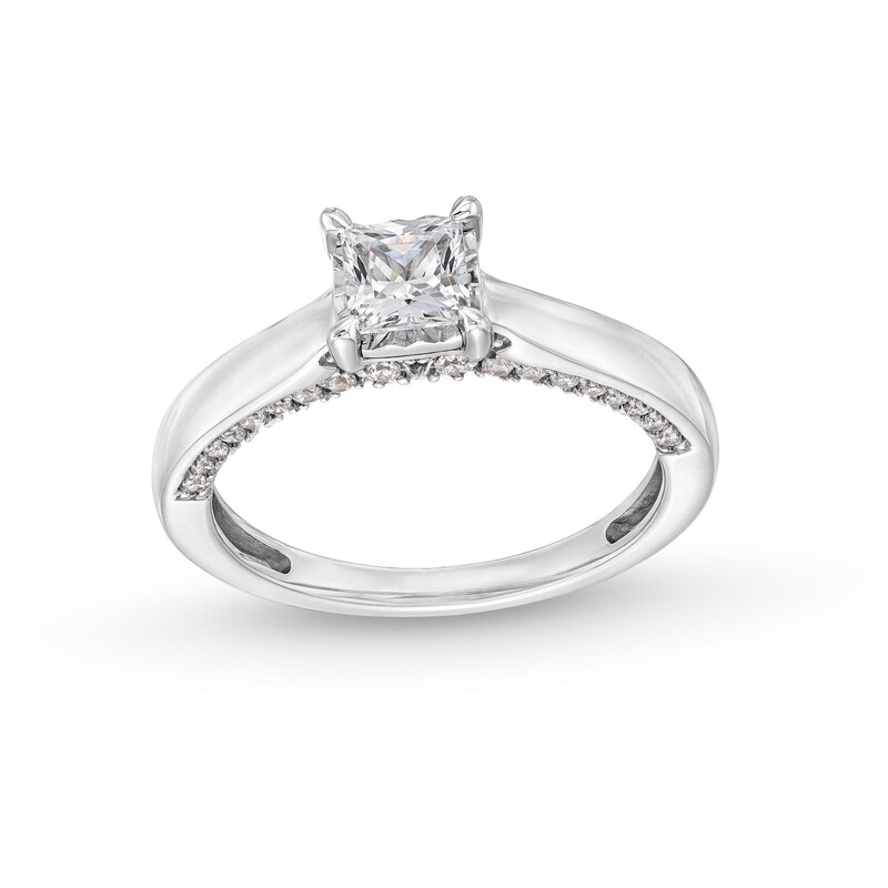 Main Image 1 of 1 CT. T.W. Princess-Cut Diamond Edge Engagement Ring in 14K White Gold (I/I2)