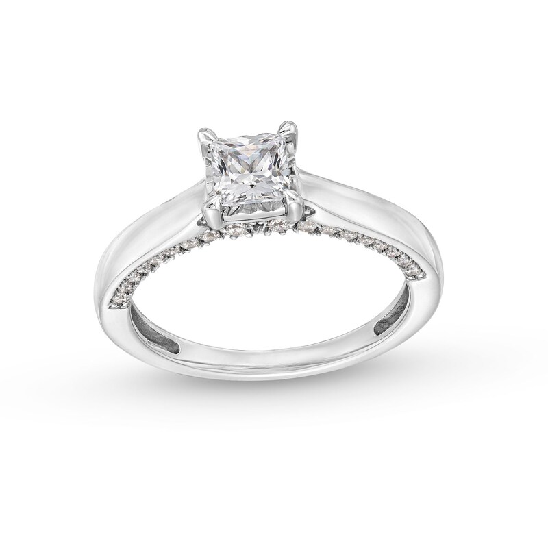 1 CT. T.W. Princess-Cut Diamond Edge Engagement Ring in 14K White Gold (I/I2)