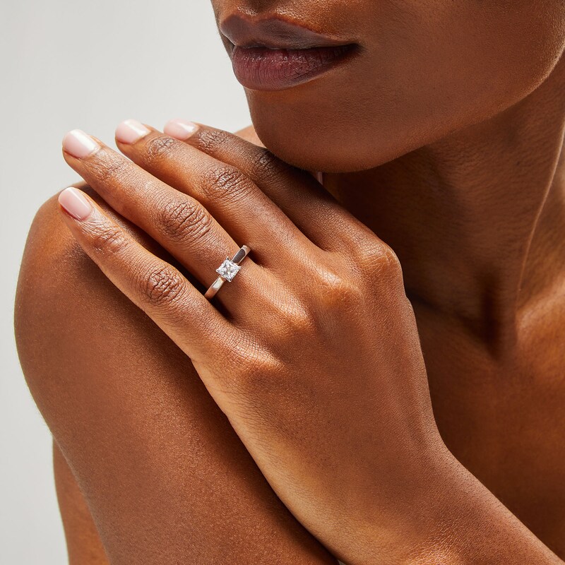 Main Image 2 of 1 CT. T.W. Princess-Cut Diamond Edge Engagement Ring in 14K White Gold (I/I2)