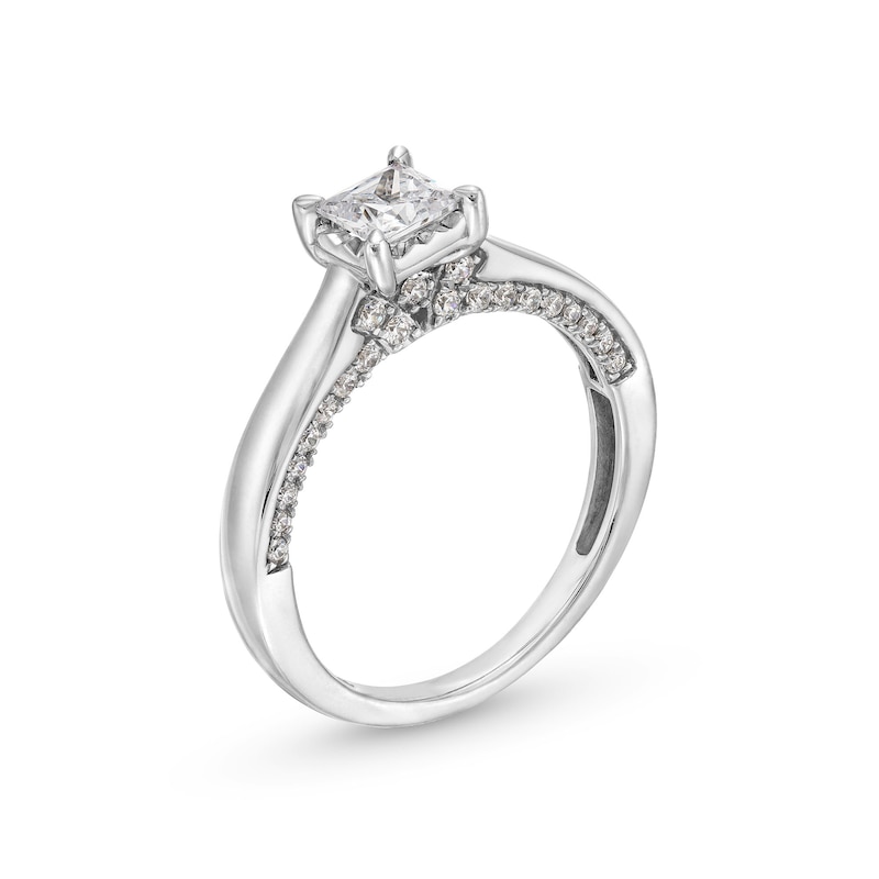 1 CT. T.W. Princess-Cut Diamond Edge Engagement Ring in 14K White Gold (I/I2)