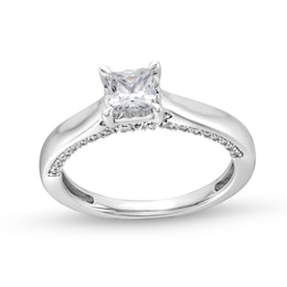 1 CT. T.W. Princess-Cut Diamond Edge Engagement Ring in 14K White Gold (I/I2)