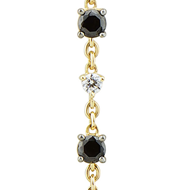 Main Image 2 of 1/2 CT. T.W. Black and White Diamond Alternating Linear Drop Necklace in 10K Gold - 17"
