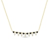 Thumbnail Image 0 of 1/2 CT. T.W. Marquise White and Round Black Diamond Alternating Bar Necklace in Sterling Silver - 17"