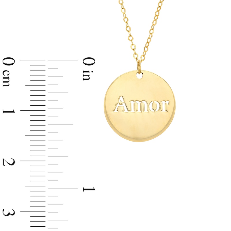 Main Image 3 of "Amor" Disc Pendant in 14K Gold
