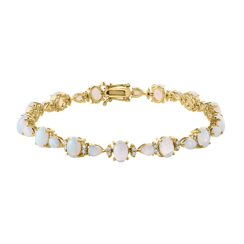 Main Image 1 of EFFY™ Collection Opal and 3/8 CT. T.W. Diamond Line Bracelet in 14K Gold