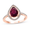 Thumbnail Image 0 of EFFY™ Collection Pear-Shaped Rhodolite Garnet and 1/4 CT. T.W. Diamond Open Frame Ring in 14K Rose Gold