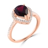 Thumbnail Image 1 of EFFY™ Collection Pear-Shaped Rhodolite Garnet and 1/4 CT. T.W. Diamond Open Frame Ring in 14K Rose Gold