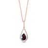 Thumbnail Image 1 of EFFY™ Collection Pear-Shaped Rhodolite Garnet and 1/4 CT. T.W. Diamond Open Frame Pendant in 14K Rose Gold