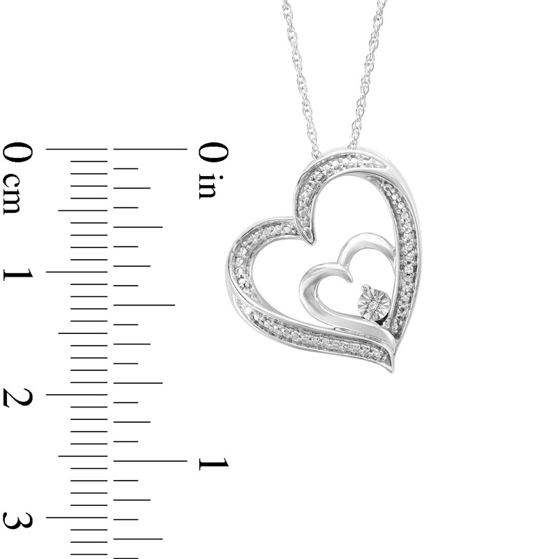 Diamond Accent Tilted Double Heart Pendant in Sterling Silver Zales Outlet