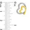 Thumbnail Image 3 of Diamond Accent Tilted Double Heart Stud Earrings in Sterling Silver and 10K Gold Plate