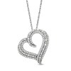 Thumbnail Image 1 of 1/2 CT. T.W. Baguette and Round Diamond Triple Row Tilted Heart Pendant in 10K White Gold