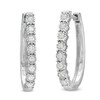 Thumbnail Image 1 of 1/2 CT. T.W. Diamond Miracle Oval Hoop Earrings in Sterling Silver