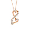 Thumbnail Image 1 of 1/10 CT. T.W. Diamond Infinity Double Heart Pendant in 10K Rose Gold