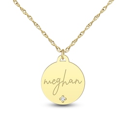 15.0mm Diamond Accent Engravable Disc Pendant (1 Line)