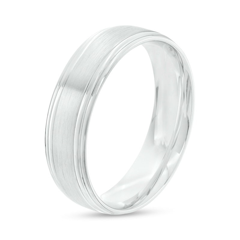 Main Image 3 of 6.0mm Engravable Brushed Satin Band in 14K White Gold (1 Line)