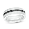 Thumbnail Image 1 of 8.0mm Black Sapphire Wedding Band in Black Ion-Plated Tungsten