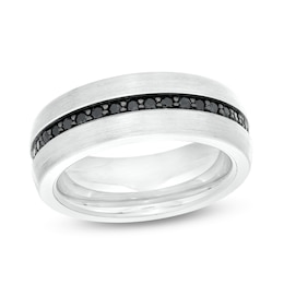 8.0mm Black Sapphire Wedding Band in Black Ion-Plated Tungsten