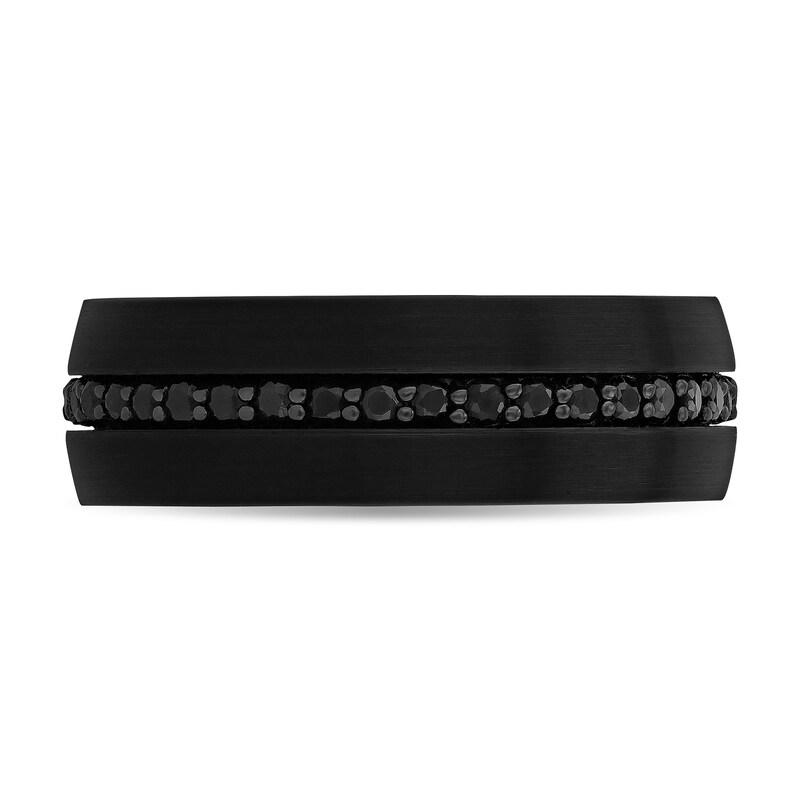 Main Image 3 of Men's 8.0mm Black Sapphire Wedding Band in Black Ion-Plated Tungsten