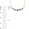 Thumbnail Image 4 of Blue Sapphire and 1/4 CT. T.W. Diamond Alternating Curved Bar Necklace in 10K Gold