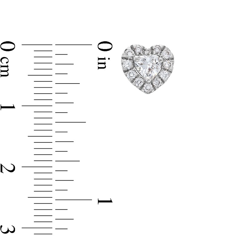 Main Image 3 of 1 CT. T.W. Certified Multi-Lab-Grown Diamond Heart Earrings in 14K White Gold (F/SI2)