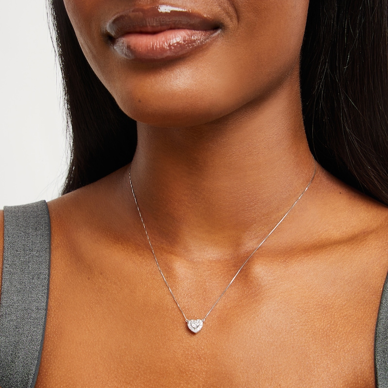 1/2 CT. T.W. Certified Multi-Lab-Created Diamond Heart Necklace in 14K White Gold (F/SI2)