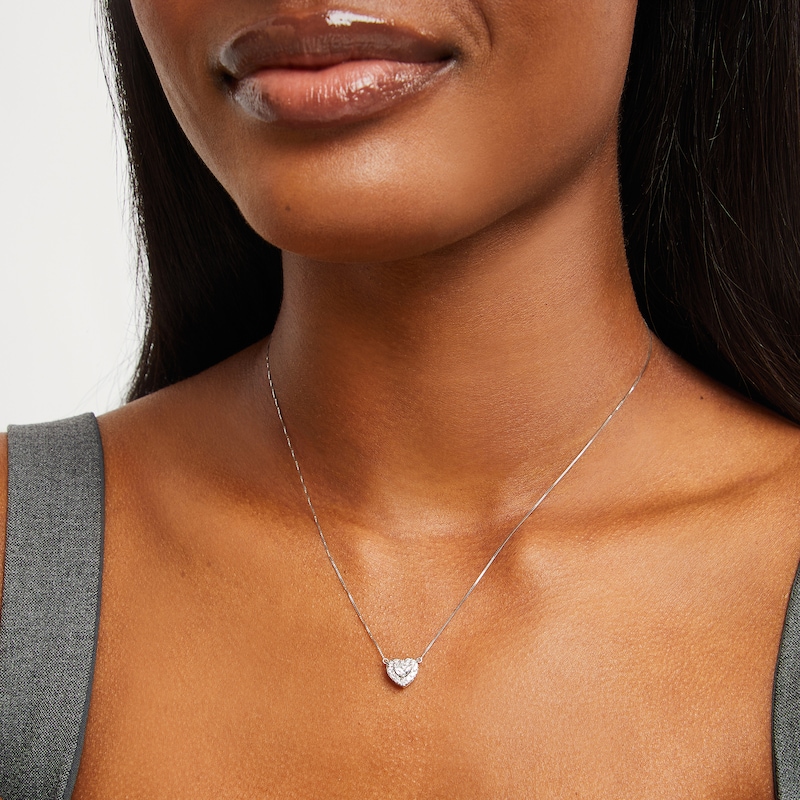 Main Image 2 of 1/2 CT. T.W. Certified Multi-Lab-Grown Diamond Heart Necklace in 14K White Gold (F/SI2)