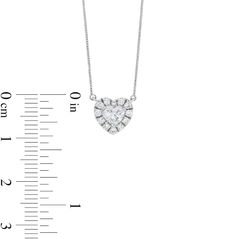 Main Image 4 of 1/2 CT. T.W. Certified Multi-Lab-Grown Diamond Heart Necklace in 14K White Gold (F/SI2)