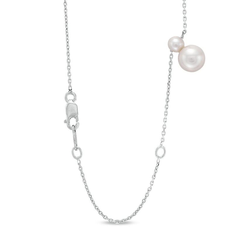Main Image 3 of 4.0-7.5mm Freshwater Cultured Pearl Station Necklace in 14K  Gold
