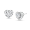 Thumbnail Image 1 of 1 CT. T.W. Certified Heart-Shaped Lab-Grown Diamond Solitaire Stud Earrings in 14K White Gold (F/SI2)