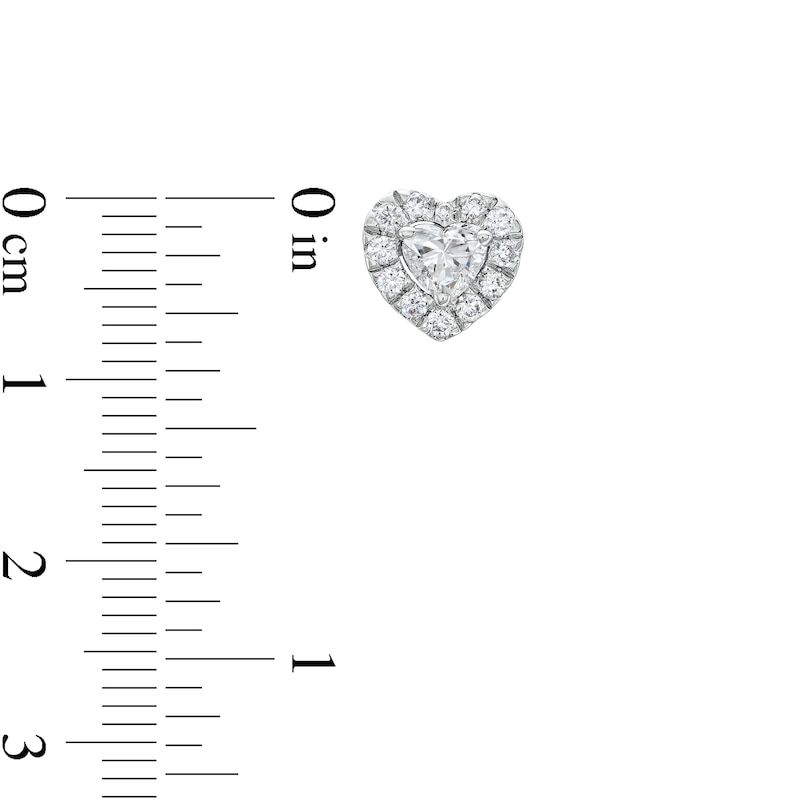 Main Image 3 of 1 CT. T.W. Certified Heart-Shaped Lab-Grown Diamond Solitaire Stud Earrings in 14K White Gold (F/SI2)