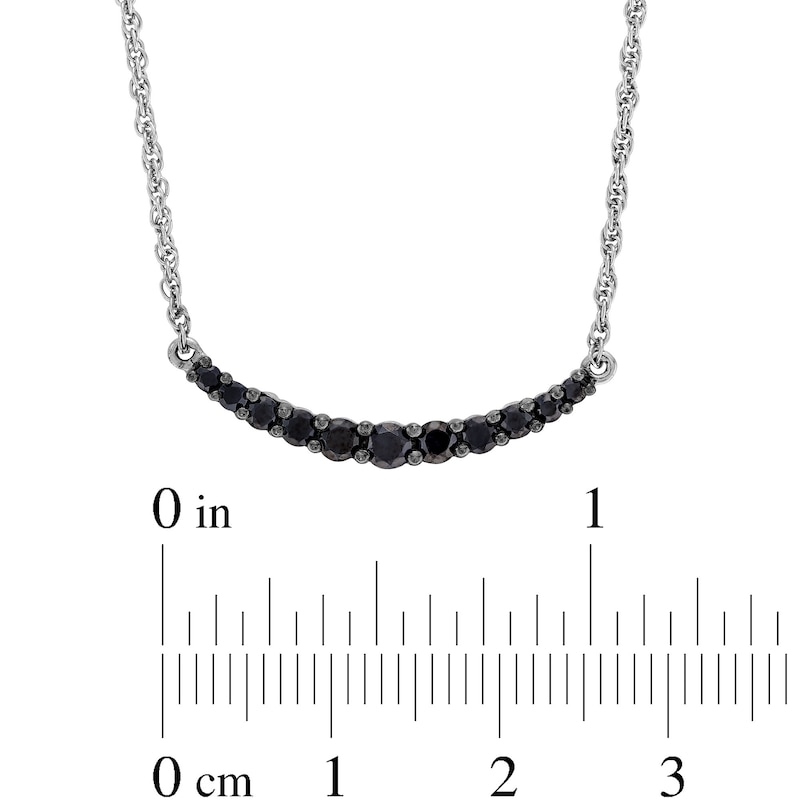 Main Image 3 of 1/2 CT. T.W. Black Diamond Curved Bar Necklace in Sterling Silver