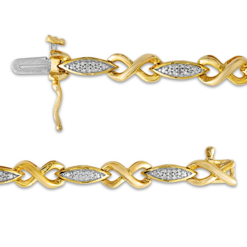 Main Image 3 of 1/5 CT. T.W. Diamond Alternating Marquise and Infinity Link Bracelet in 10K Gold - 7.25"