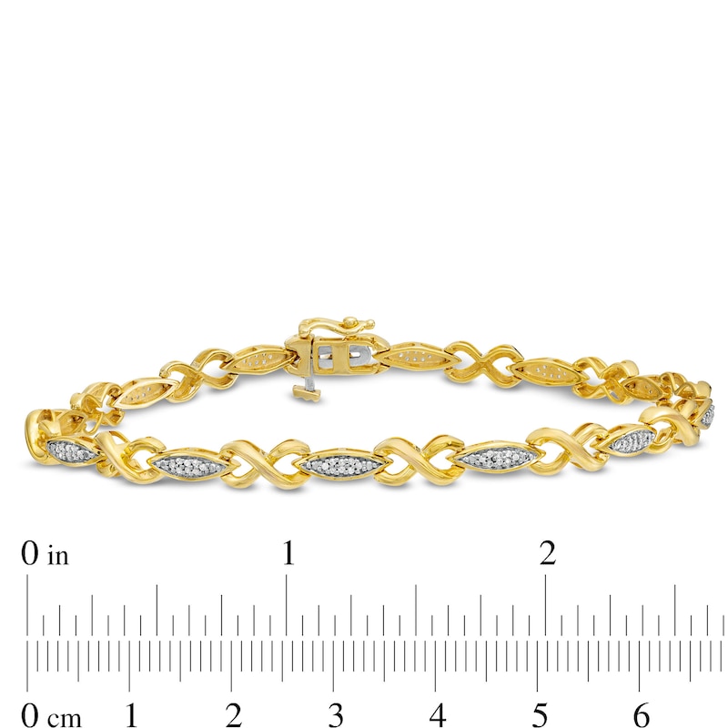 Main Image 4 of 1/5 CT. T.W. Diamond Alternating Marquise and Infinity Link Bracelet in 10K Gold - 7.25"