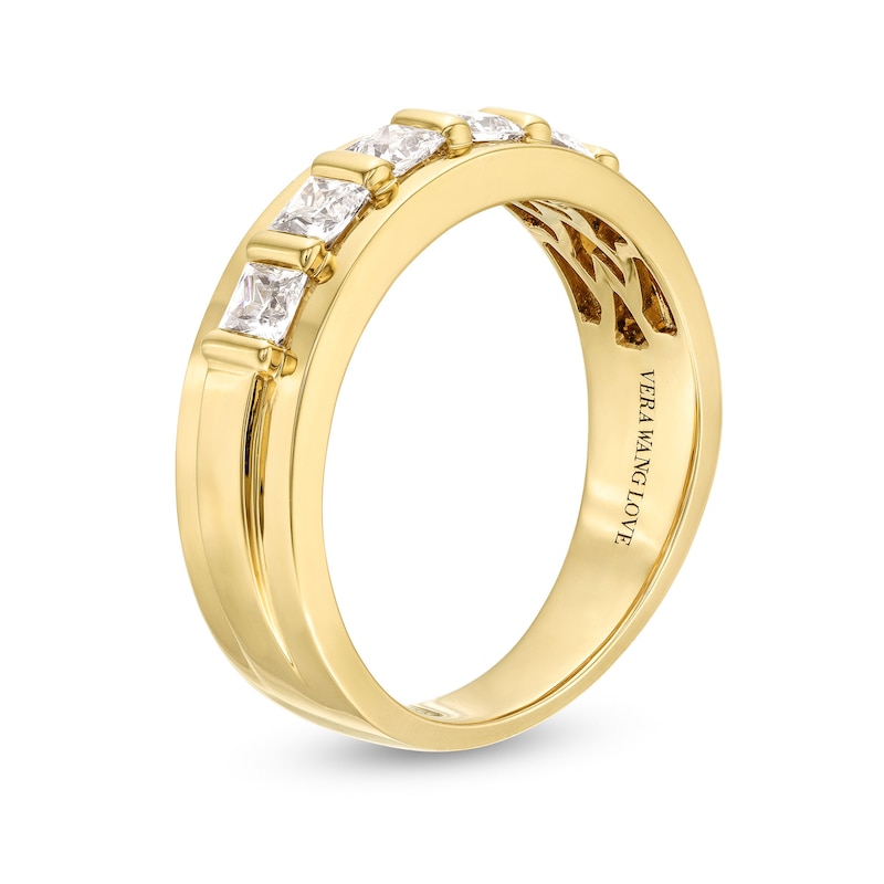 Main Image 3 of Vera Wang Love Collection Men's 1 CT. T.W. Square Diamond Five Stone Wedding Band in 14K Gold
