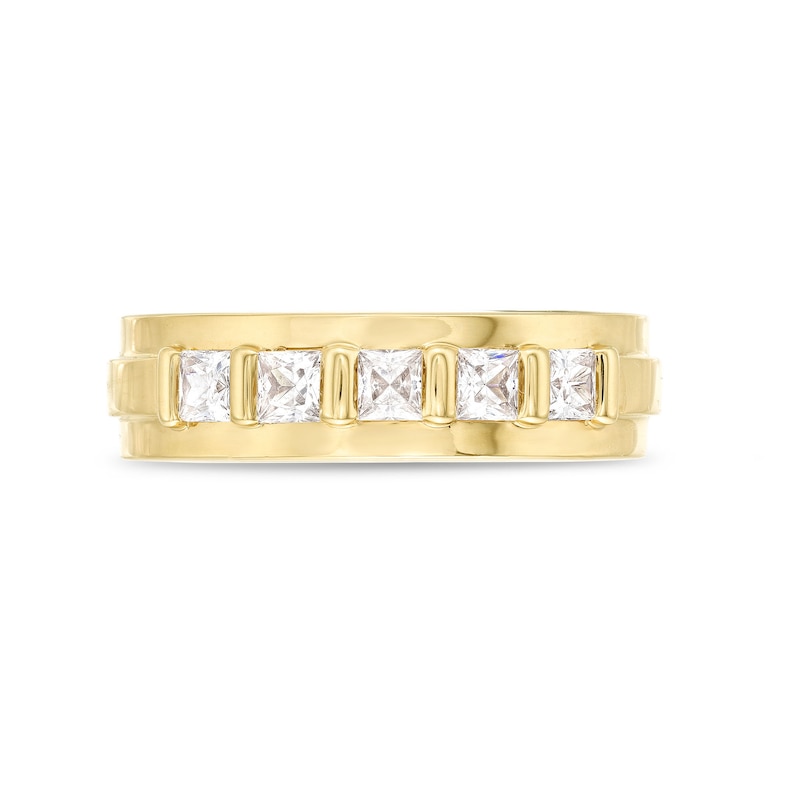 Main Image 4 of Vera Wang Love Collection Men's 1 CT. T.W. Square Diamond Five Stone Wedding Band in 14K Gold