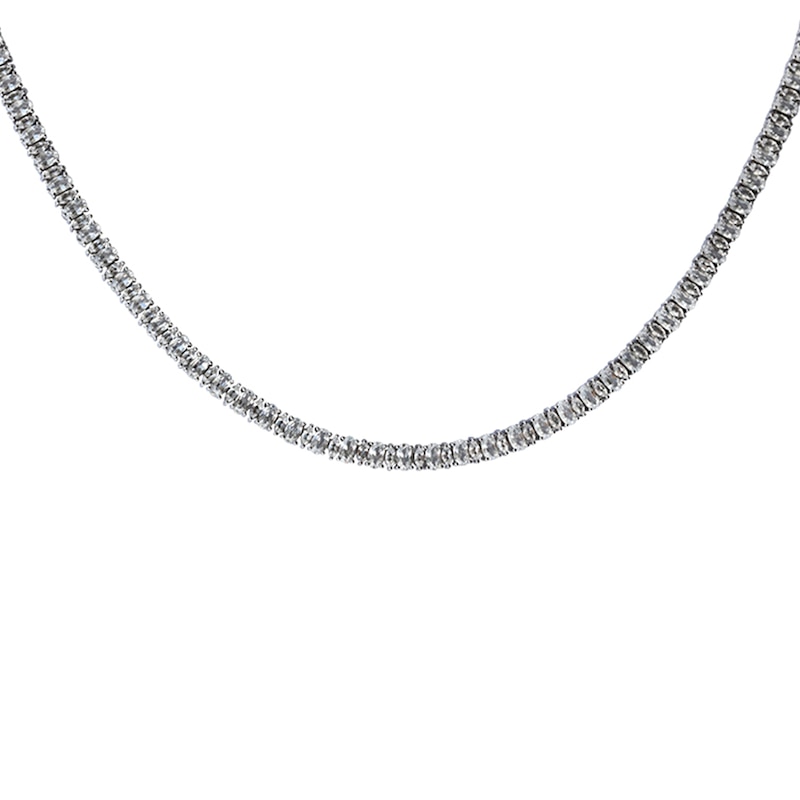 Main Image 1 of White Lab-Created Sapphire Tennis Necklace in Sterling Silver