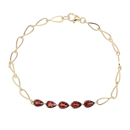 Pear Five-Stone Garnet Bracelet in 10K Gold