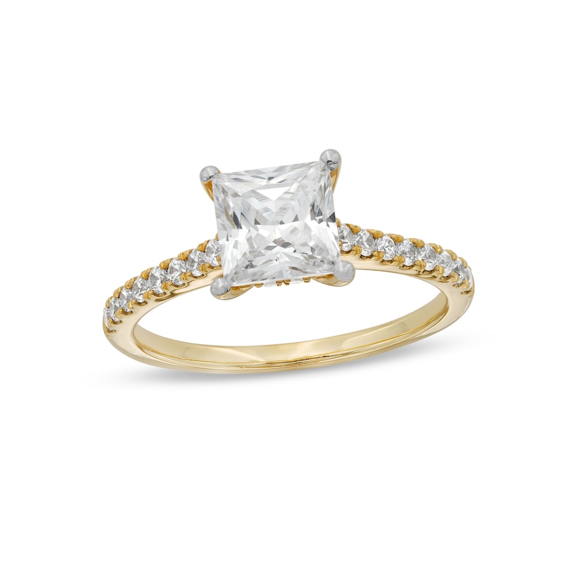 Main Image 1 of 1-3/4 CT. T.W. Certified Princess-Cut Lab-Grown Diamond Engagement Ring in 14K Gold (F/VS2)