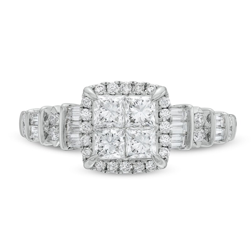 Main Image 4 of 1 CT. T.W. Princess-Cut Diamond Quad Engagement Ring in 14K White Gold