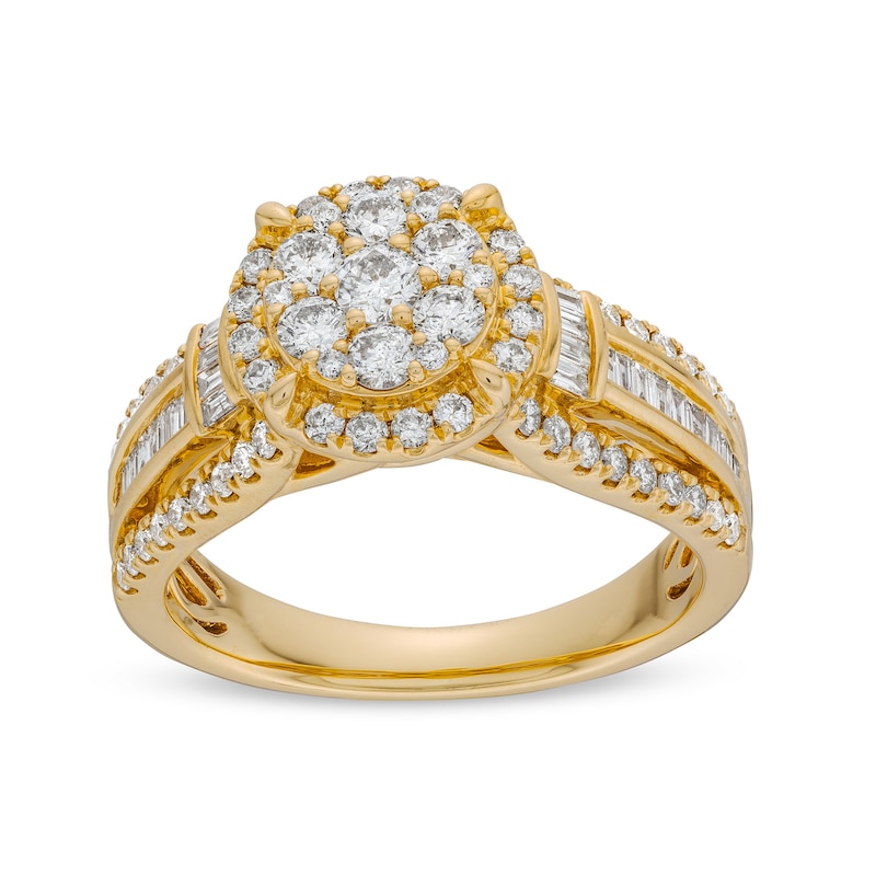 Main Image 1 of 1 CT. T.W. Multi-Diamond Stepped Shank Engagement Ring in 14K Gold