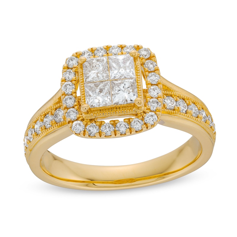 Main Image 1 of 1 CT. T.W. Princess-Cut Diamond Quad Halo Engagement Ring in 14K Gold
