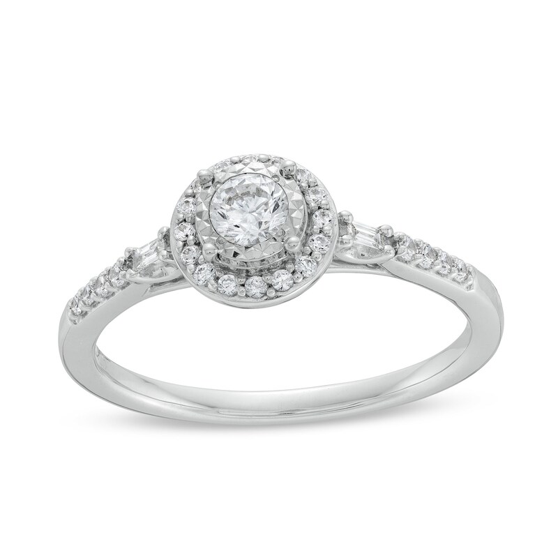 Main Image 1 of 1/3 CT. T.W. Diamond Halo Engagement Ring in 10K White Gold