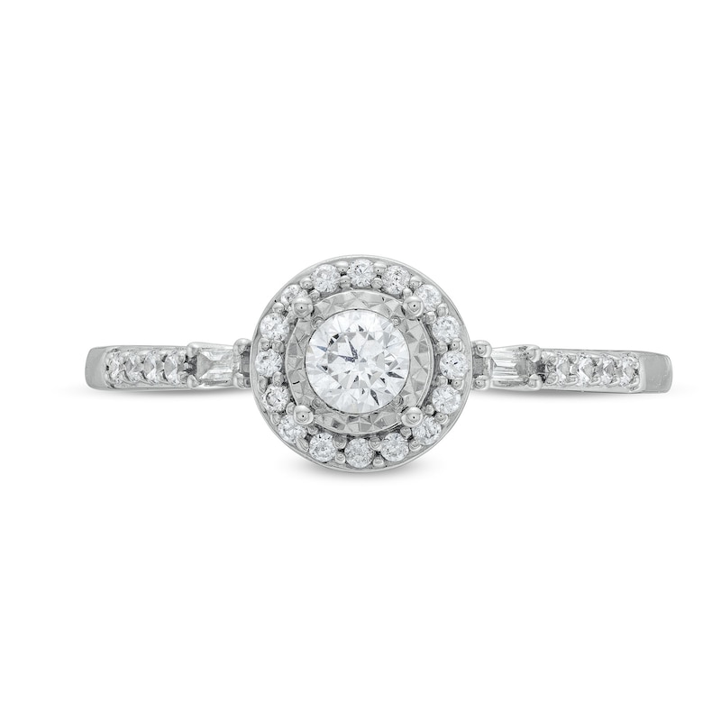 Main Image 4 of 1/3 CT. T.W. Diamond Halo Engagement Ring in 10K White Gold