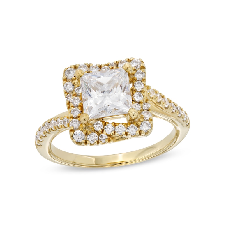 Main Image 1 of 2 CT. T.W. Certified Princess-Cut Lab-Grown Diamond Twist Frame Engagement Ring in 14K Gold (F/VS2)