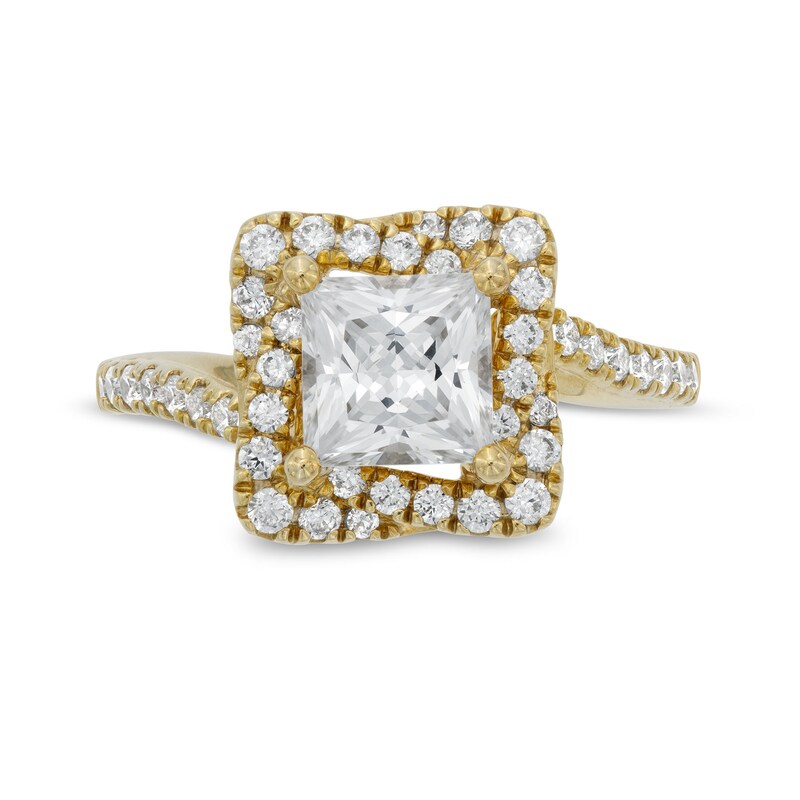 Main Image 4 of 2 CT. T.W. Certified Princess-Cut Lab-Grown Diamond Twist Frame Engagement Ring in 14K Gold (F/VS2)