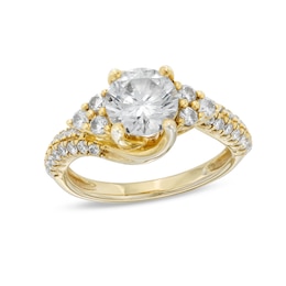2 CT. T.W. Certified Lab-Grown Diamond Tri-Sides Swirl Frame Engagement Ring in 14K Gold (F/VS2)
