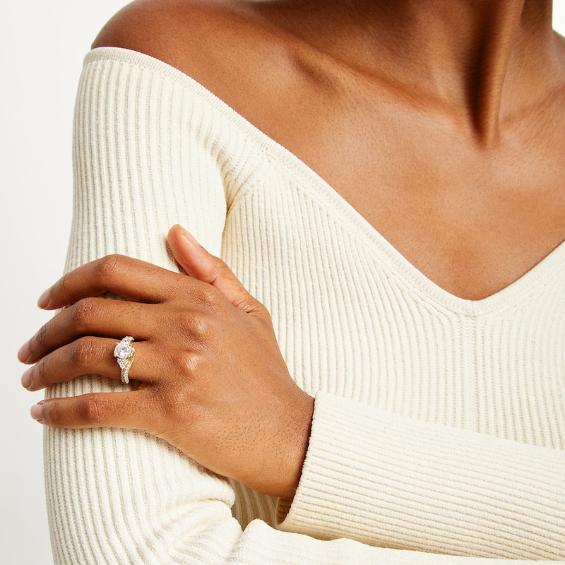Main Image 2 of 2 CT. T.W. Certified Lab-Grown Diamond Tri-Sides Swirl Frame Engagement Ring in 14K Gold (F/VS2)