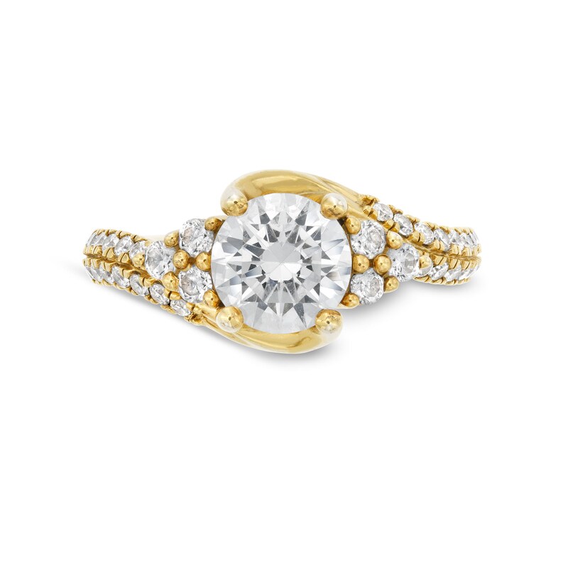Main Image 4 of 2 CT. T.W. Certified Lab-Grown Diamond Tri-Sides Swirl Frame Engagement Ring in 14K Gold (F/VS2)