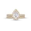 Thumbnail Image 4 of 2 CT. T.W. Certified Pear-Shaped Lab-Grown Diamond Frame Bridal Set in 14K Gold (F/VS2)