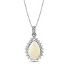 Thumbnail Image 1 of Pear-Shaped Opal and 1/3 CT. T.W. Diamond Sunburst Frame Pendant in 14K White Gold
